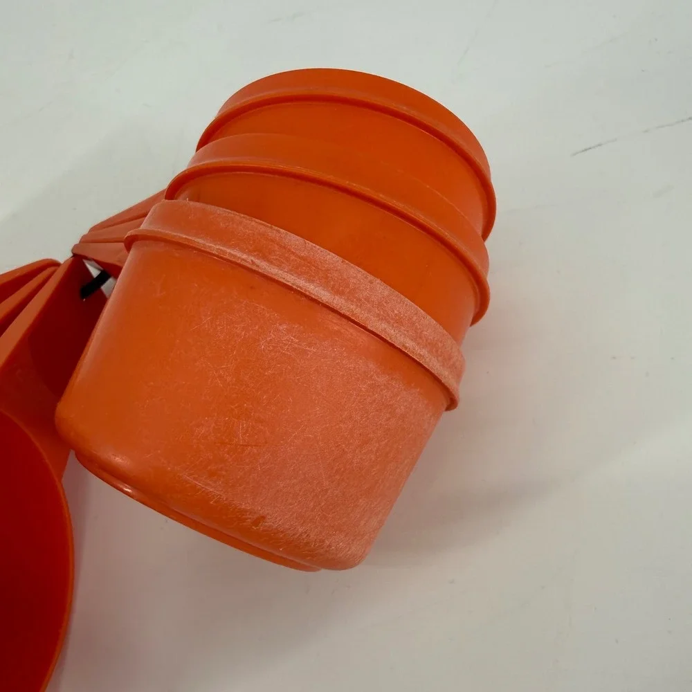 Vintage Tupperware Orange Measuring Cups Set of 6 Nesting Kitchen Tools Retro